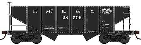 Bowser 42654 HO Scale PRR Class GLa 2-Bay Open Hopper - Ready to Run -- Pittsburgh, McKeesport & Youghiogheny NYC 28583 (Built 7-07, black, NYC Logo