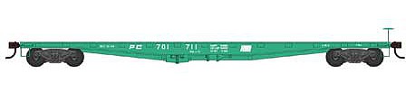 Bowser 42665 HO Scale Class F30a 50' Flatcar - Ready to Run -- Penn Central 701741 (Jade Green, Built 10-34)