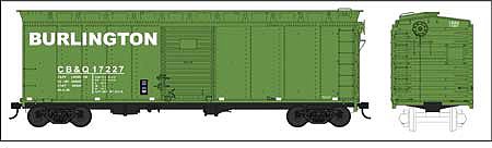 Bowser 42700 HO Scale 40' Single-Door Boxcar - Ready to Run -- Chicago, Burlington & Quincy 17227 (1968 pre-merger green, Built 2-50)