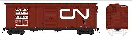 Bowser 42705 HO Scale 40' Single-Door Boxcar - Ready to Run -- Canadian National 548073 (Boxcar Red, Large Noodle Logo, Built 3-56 Repack 2