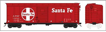 Bowser 42734 HO Scale 40' Single-Door Boxcar - Ready to Run -- Santa Fe 144486 (red, white, Large Logo and Lettering, Built 10-61 Repack 12