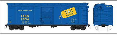 Bowser 42737 HO Scale 40' Single-Door Boxcar - Ready to Run -- Tennessee, Alabama & Georgia 7036 (blue, yellow, Built 4-47 RepackBowser 65)