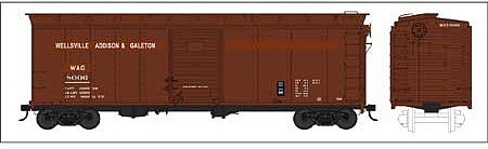 Bowser 42739 HO Scale 40' Single-Door Boxcar - Ready to Run -- Wellsville, Addison & Galeton #8006 (1971 Louisville Slugger Wood Car)