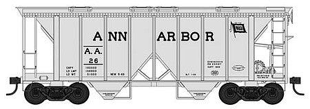 Bowser 42742 HO Scale 70-Ton 2-Bay Covered Hopper with Open Sides - Ready to Run -- Ann Arbor 41 (gray, Flag Logo)