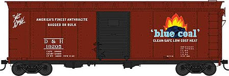 Bowser 42832 HO Scale 40' Single-Door Steel Boxcar - Ready to Run -- Delaware & Hudson 19205 (Boxcar Red, Blue Coal Flame Logo)