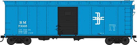 Bowser 42834 HO Scale 40' Single-Door Steel Boxcar - Ready to Run -- Boston & Maine 73065 (blue, black, white)