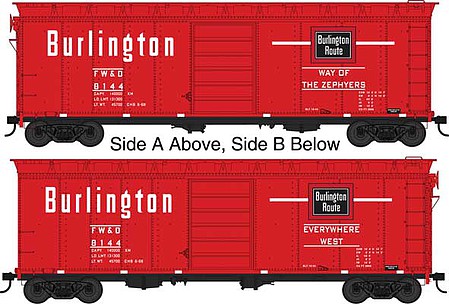 Bowser 42839 HO Scale 40' Single-Door Steel Boxcar - Ready to Run -- Chicago, Burlington & Quincy FW&D 8144 (Chinese Red, black, white)
