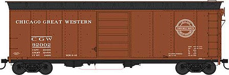 Bowser 42845 HO Scale 40' Single-Door Steel Boxcar - Ready to Run -- Chicago Great Western 92035 (Boxcar Red, black, Corn Belt Logo)