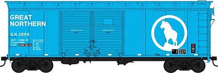 Bowser 42853 HO Scale 40' Double-Door Steel Boxcar - Ready to Run -- Great Northern 3897 (Big Sky Blue, white, Large Rocky Logo)