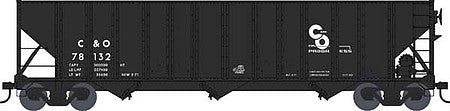 Bowser 42873 HO Scale 100-Ton 3-Bay Open Hopper - Ready to Run -- Chesapeake & Ohio 78132 (black, Progress Logo)