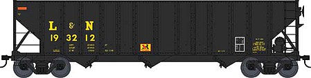 Bowser 42884 HO Scale 100-Ton 3-Bay Open Hopper - Ready to Run -- Louisville & Nashville 193212 (black, yellow, 1976 Anniversary Logo)