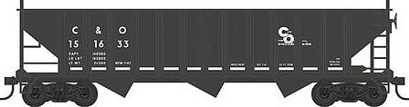 Bowser 42909 HO Scale 70-Ton 12-Panel 3-Bay Hopper - Ready to Run -- Chesapeake & Ohio 151633 (Built 1963, black, white, Progress Logo)