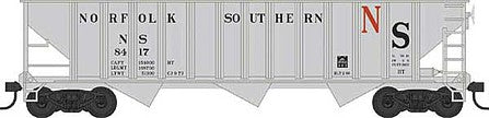Bowser 42922 HO Scale 70-Ton 12-Panel 3-Bay Hopper - Ready to Run -- Original Norfolk Southern 8417 (Built 1966, gray, black, red)