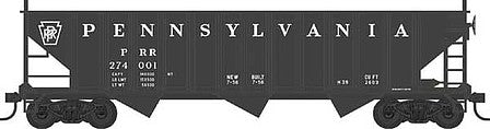 Bowser 42928 HO Scale 70-Ton 12-Panel 3-Bay Hopper - Ready to Run -- Pennsylvania Railroad 274001 (Built 1958, Arched Ends, black, Plain Keystone