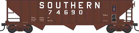 Bowser 42938 HO Scale 70-Ton 12-Panel 3-Bay Hopper - Ready to Run -- Southern Railway 74690 (Built 1966, Boxcar Red, Billboard Lettering)