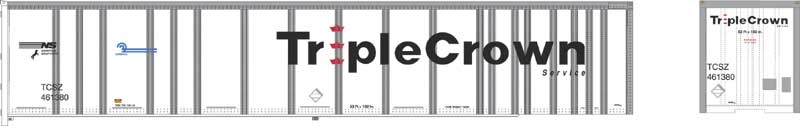 Bowser 42961 HO Scale 53' Platewall RoadRailer Trailer - Ready to Run -- Norfolk Southern Triple Crown 461510 (white, Large Logo, NS-CR Logos)