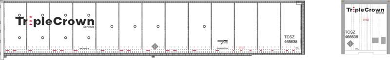 Bowser 42981 HO Scale 53' Dura Plate RoadRailer Trailer - Ready to Run -- Norfolk Southern Triple Crown 466665 (white, Medium Logo)
