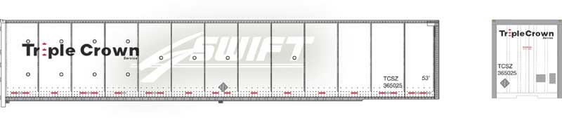Bowser 42995 HO Scale 53' Dura Plate RoadRailer Trailer - Ready to Run -- Norfolk Southern Triple Crown 365057 (Ex-Swift, white, Medium Logo)