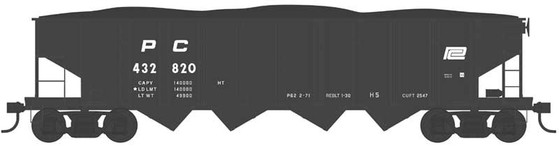 Bowser 43009 HO Scale Class H21a 4-Bay Hopper - Ready to Run -- Penn Central 432900 (Class H-4, Rebuilt 1-30, black, small logo)