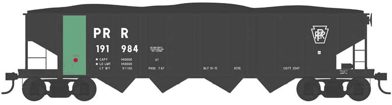 Bowser 43014 HO Scale Class H21a 4-Bay Hopper - Ready to Run -- Penn Central PRR 192642 (Class H21G, Blt. 10-15, black, green, Ore Service)