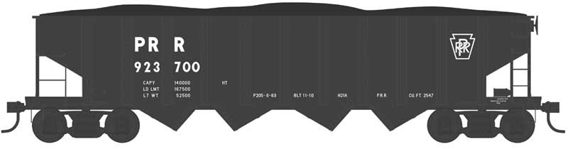 Bowser 43016 HO Scale Class H21a 4-Bay Hopper - Ready to Run -- Pennsylvania Railroad 923700 (H21a, Blt. 11-10, black, block reporting marks