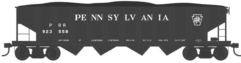Bowser 43020 HO Scale Class H21a 4-Bay Hopper - Ready to Run -- Pennsylvania Railroad 923570 (H21a, Blt. 8-12, black, large lettering)