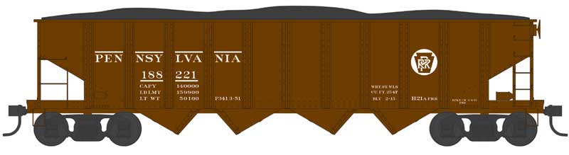 Bowser 43028 HO Scale Class H21a 4-Bay Hopper - Ready to Run -- Pennsylvania Railroad 188400 (H21a, Blt. 2-15, Tuscan, Circle Keystone)