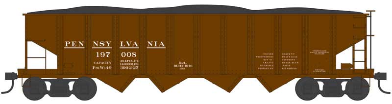 Bowser 43035 HO Scale Class H21a 4-Bay Hopper - Ready to Run -- Pennsylvania Railroad 197122 (H21a, Blt. 10-16, Early Scheme, Tuscan)