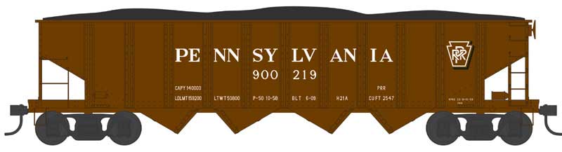 Bowser 43042 HO Scale Class H21a 4-Bay Hopper - Ready to Run -- Pennsylvania Railroad 723055 (H21a, Blt. 6-09, Tuscan, Shadow Keystone)