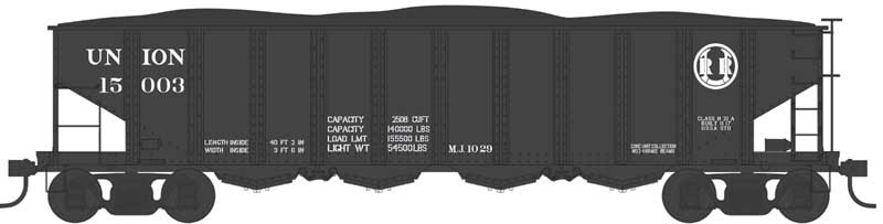 Bowser 43062 HO Scale Class H21a 4-Bay Hopper with Clamshell Doors - Ready to Run -- Union 15022 (Blt. 11-17, black)