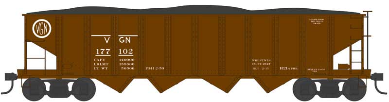 Bowser 43064 HO Scale Class H21a 4-Bay Hopper - Ready to Run -- Virginian 177102 (H21a, Blt. 2-15, Boxcar Red)