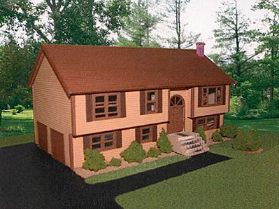 Branchline Trains 615 HO Scale Oakland Raised Ranch - Kit (Laser-cut Wood) -- 6-3/4 x 4 x 4" 17.1 x 10.2 x 10.2cm