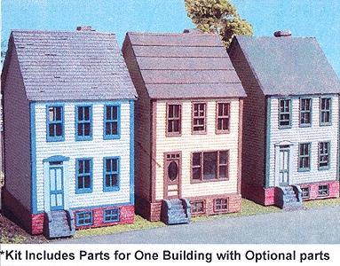 Branchline Trains 638 HO Scale Row House - Laser-Art -- Laser-Cut Wood Kit