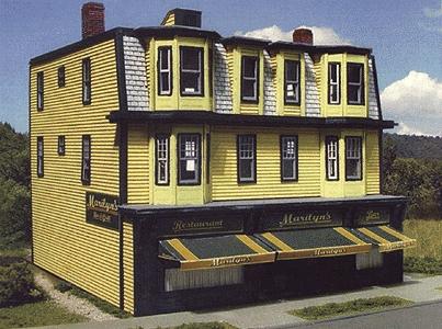 Branchline Trains 645 HO Scale Marilyn's Bar & Grill - Kit -- Laser Art Structure Kit w/ Signs & Awnings 6 x 7 x 4-1/2"