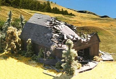 Branchline Trains 649 HO Scale The Fallen Barn - Laser-Art -- Kit