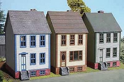 Branchline Trains 838 N Scale Laser-Art Kit -- Row Houses pkg(3)
