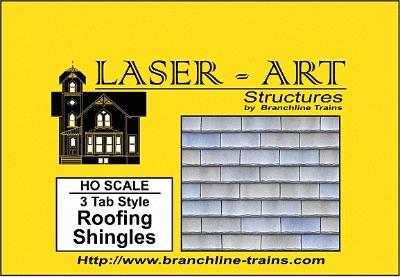 Branchline Trains 901 HO Scale Laser-Art Roofing - 9 x 12" 22.9 x 30.5cm Sheet pkg(2) -- 3-Tab Shingles