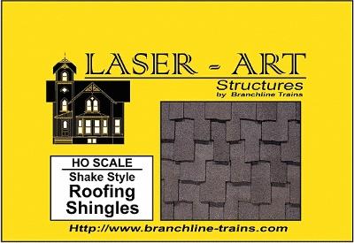 Branchline Trains 902 HO Scale Laser-Art Roofing - 9 x 12" 22.9 x 30.5cm Sheet pkg(2) -- Shake-Style Shingles