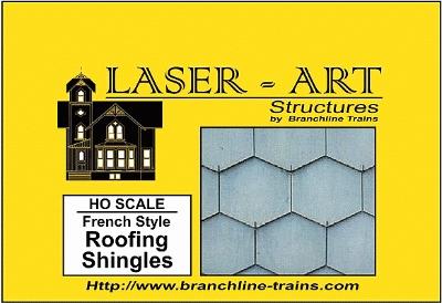 Branchline Trains 904 HO Scale Laser-Art Roofing - 9 x 12" 22.9 x 30.5cm Sheet pkg(2) -- French-Style Shingle
