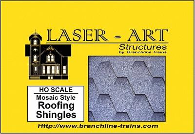 Branchline Trains 905 HO Scale Laser-Art Roofing - 9 x 12" 22.9 x 30.5cm Sheet pkg(2) -- Mosaic-Style Shingles