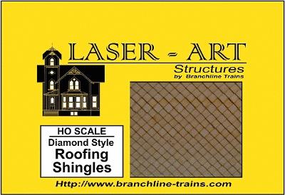 Branchline Trains 908 HO Scale Laser-Art Roofing - 9 x 12" 22.9 x 30.5cm Sheet pkg(2) -- Diamond-Style Shingles