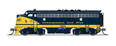 Broadway Limited 3804 N Scale EMD F7A Phase I with Sound and DCC - Paragon3 -- Chesapeake & Ohio #7003 (blue, yellow; High Bow Wave)