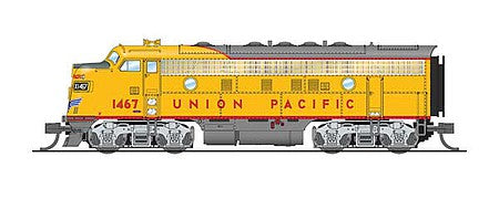 Broadway Limited 3814 N Scale EMD F7A - Unpowered F7B Phase I Set with Sound and DCC - Paragon3 -- Union Pacific 1467, 1470B (Armour Yellow, gray, red, silver)