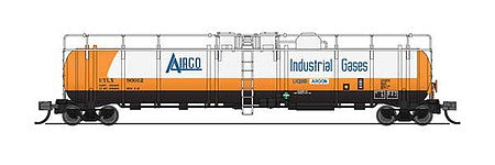 Broadway Limited 3821 N Scale High-Capacity Cryogenic Tank Car 2-Pack - Ready to Run -- AirCo (orange, black, white, blue)