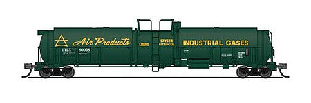 Broadway Limited 3823 N Scale High-Capacity Cryogenic Tank Car 2-Pack - Ready to Run -- Air Products (green, yellow)
