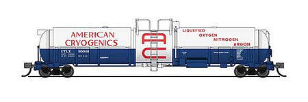 Broadway Limited 3831 N Scale High-Capacity Cryogenic Tank Car - Ready to Run -- American Cryogenics (white, blue, red)