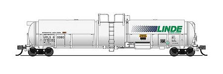 Broadway Limited 3833 N Scale High-Capacity Cryogenic Tank Car - Ready to Run -- Linde (white, green, blue)