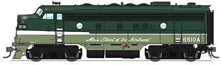 Broadway Limited 4847 HO Scale EMD F7 A-B Phase I Set w/Sound & DCC - Paragon3 -- Northern Pacific #6510A, 6510B (Loewy Passenger Scheme, 2-Tone Green)
