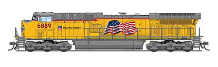 Broadway Limited 6283 N Scale GE AC6000CW - Sound & DCC - Paragon3 -- Union Pacific 6889 (Armour Yellow, gray, US Flag, Building America Logo)