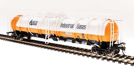 Broadway Limited 6310 HO Scale High-Capacity Cryogenic Tank Car 2-Pack - Ready to Run -- AirCo (white, orange, black)